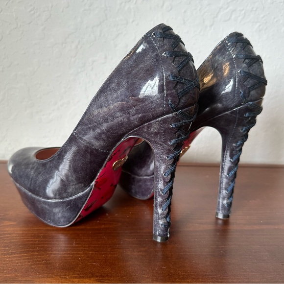 NICE PURLPLE AND PINK BETSEY JOHNSON PLAYFORM STILETTO HEELS - Picture 1 of 12